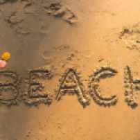 beach text on sand beach